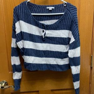 navy blue and white striped american eagle sweater